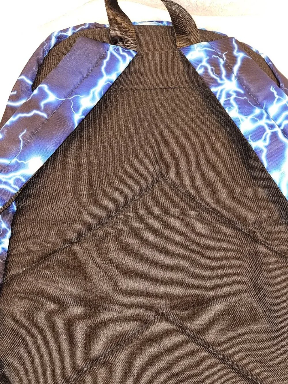 Lightning Print Backpack – Blue and White Design with 3 external pockets